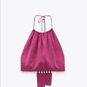 Halter top with shells magenta size M